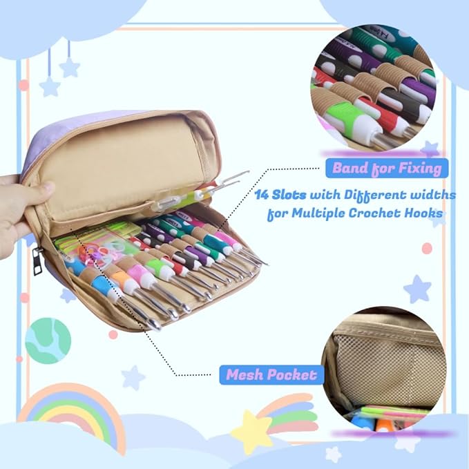 Novelchet Ergonomic Crochet Hooks Set, 13 Sizes Crochet Needles for Beginners with Case 2mm(B)-10mm(N)