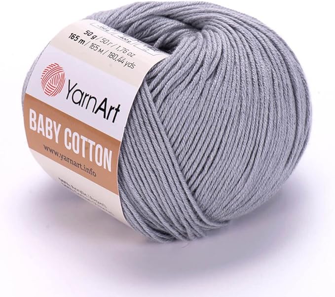 YarnArt Baby Cotton Knitting Yarn - Summer and Amigurumi Soft Yarn, 50% Cotton, 50% Acrylic - 1.76 Oz, 180.44 Yds (1, 452)