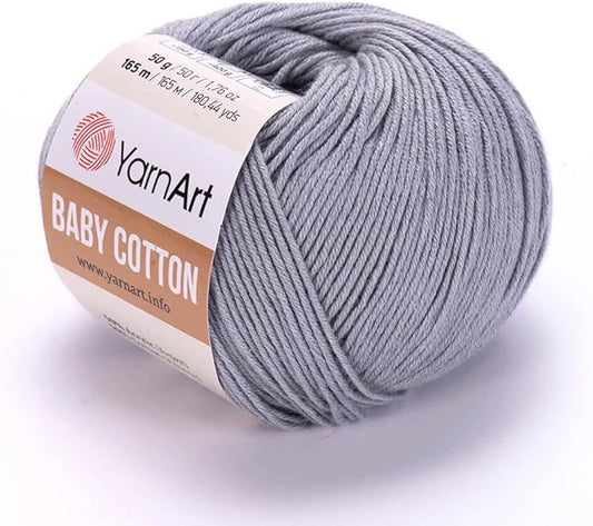 YarnArt Baby Cotton Knitting Yarn - Summer and Amigurumi Soft Yarn, 50% Cotton, 50% Acrylic - 1.76 Oz, 180.44 Yds (1, 452)