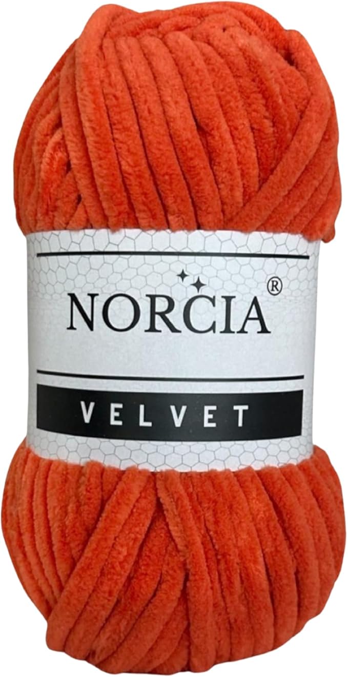 Soft Velvet Yarn Chenille Yarn for Crocheting Super Bulky 100g (74.3 yds) Baby Blanket Yarn for Knitting Amigurumi Yarn for Crochet Weaving Craft (Orange, 1 Skein)