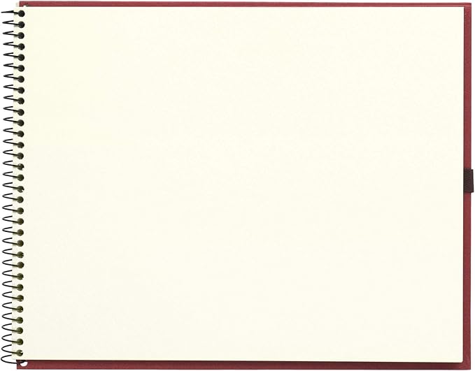 Maruman VifArt Watercolor Artbook- Premium Rough Watercolor Paper, Natural White, F2, 7.83" x 10.28", 15 Sheets/ 30 Pages, Reinforced Cover Sketchbook for Watercolor & Mixed Media, Red