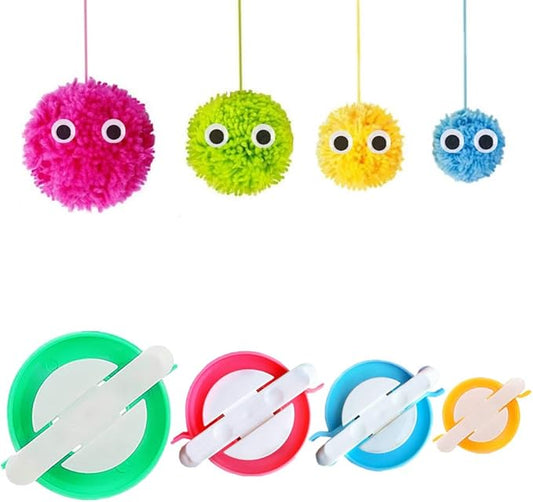 Pom Pom Maker, 4 Sizes Pompom Maker Tool Set for Fluff Ball Weave DIY Wool Yarn Knitting Craft Project for Adult - RRigo