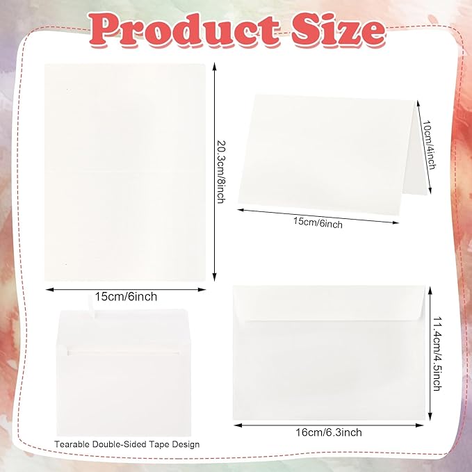 70 Sets Blank Watercolor Cards with Envelopes, 140lb/300GSM Cotton Watercolor Paper Cards, 4 x 6 in Foldable Watercolor Postcards with Envelopes for Greeting Cards Birthday Wedding Invitations