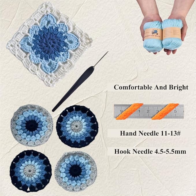 Acrylic Yarn for Crocheting & Knitting - Bulk Pack of 10 Balls, 17.6 Ounces, Light Blue Cotton Yarn - Perfect for Beginners