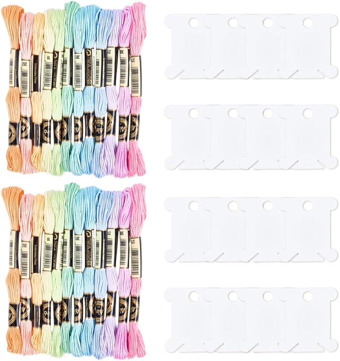 210 Yards 24 Skeins Colorful Cross Stitch Threads Polyester Embroidery Floss Friendship Yarn 6 Ply Rainbow Embroidered String for Sewing Making Bracelets Birthday Wedding Stitching Craft Diy