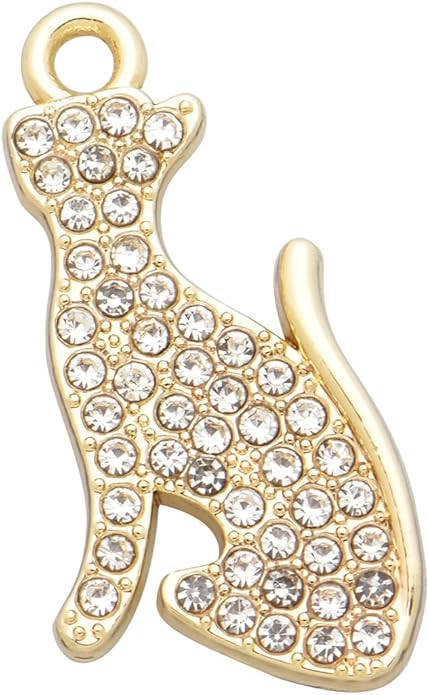 Pack of 20 Rhinestone Charms Gold Plated Pendants Pave Crystal Accessories for Necklace Bracelet Jewelry Making DIY Crafting
