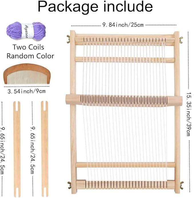 RRigo Weaving Loom Kit, 15.7" H x 11.8" W Wooden Tapestry Looms, Large Weaving Frame to Handcraft for Beginners, Came Pre-Warped for Quick Start