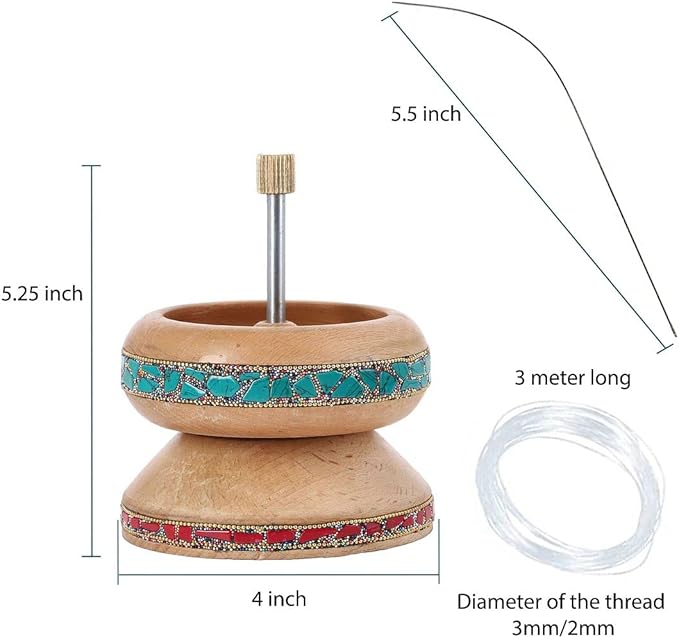 Shop LC Bead Spinner for Jewelry Making - Necklace Bracelet Maker with Big Eye Beading Needle and 3-Meter Wire - Clay Pinewood Wooden Gift for Women - Turquoise and Red