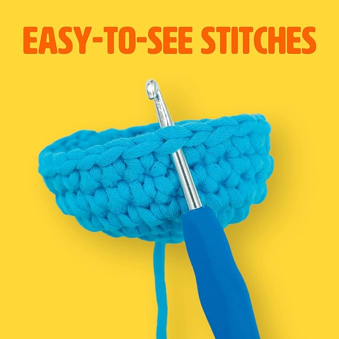 Woobles Easy Peasy Yarn for Beginners with Easy-to-See Stitches - Medium #4 Worsted Yarn - Cotton-Nylon Blend for Crocheting & Knitting