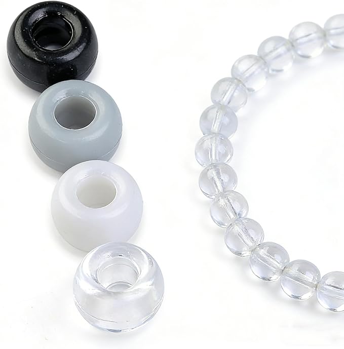1000pcs Pony Beads, 15 Color Kandi Beads for Bracelets Making Kit, Hair Braids Crafts Jewelry Making Crafts Friendship Necklace Earrings DIY (Black, White, Gray Mixed Color)