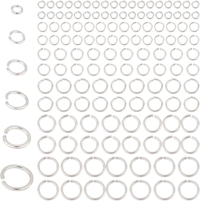PH PandaHall 180pcs 925 Sterling Silver Plated Open Jump Rings 3/4/5/6/7/8mm O Ring Brass Jewelry Connector Ring Circle Clasp 18~22 Gauge Keychain Rings for Bracelets Necklaces DIY Craft Making