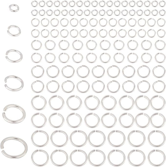 PH PandaHall 180pcs 925 Sterling Silver Plated Open Jump Rings 3/4/5/6/7/8mm O Ring Brass Jewelry Connector Ring Circle Clasp 18~22 Gauge Keychain Rings for Bracelets Necklaces DIY Craft Making
