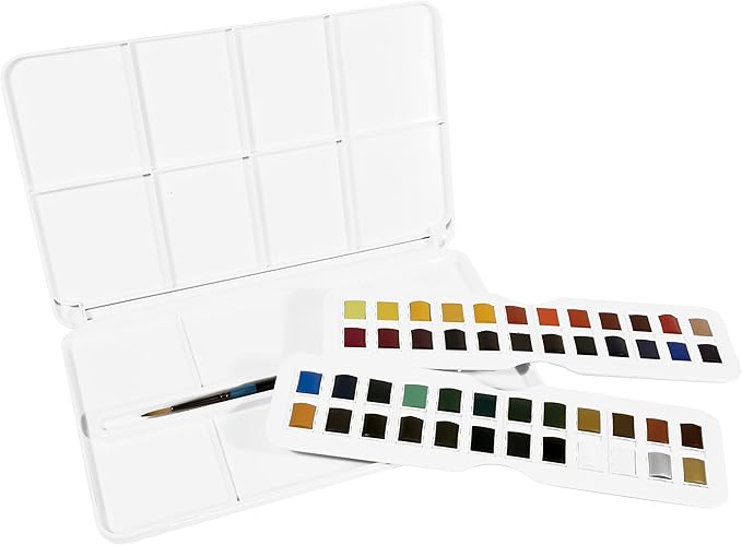 Daler Rowney Daler-Rowney Aquafine 48-pc Watercolor Studio Set - Watercolor Paint Set for Watercolor Paper and More - Watercolor Set for Artists and Students - Water Color Paint for All Skill Levels