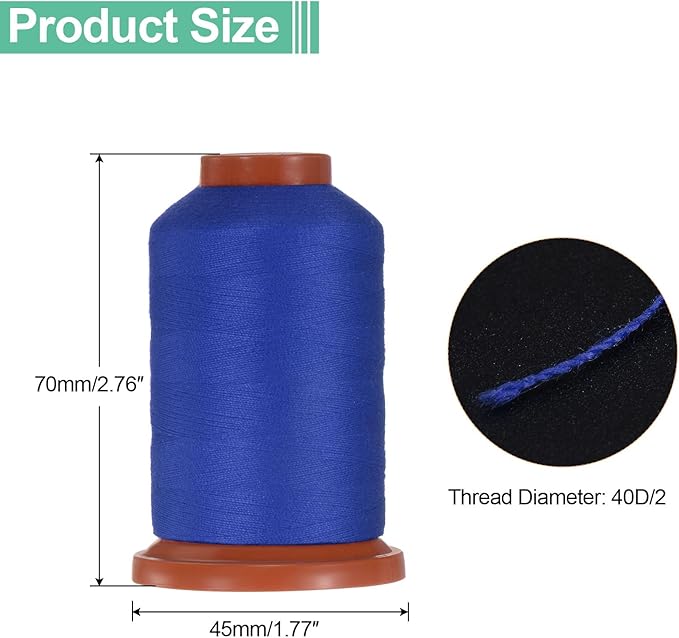 uxcell 40D/2 Sewing Thread 1100 Yards Polyester Household Sewing String Hand Stitching Polyester Cord for Clothing Stitching Shoe Bag Repairing DIY Craft Indigo