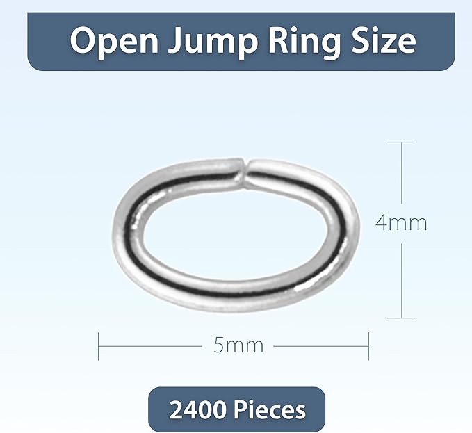 Mandala Crafts 5X4mm Silver Oval Jump Rings Jewelry Findings Metal O Rings for Jewelry Making Supplies - 2400 Small Open Jump Rings Kit for Necklace Earring