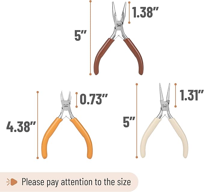 Mr. Pen- Jewelry Pliers Set, 3 Pack, Autumn Colors, Rubber Handle & Ergonomic Design, Mini Pliers for Jewelry Making Tools, Small Wire Cutters for Crafting