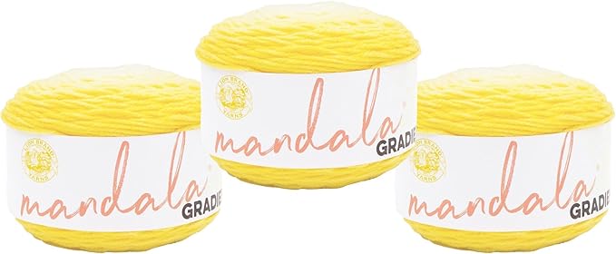Lion Brand Yarn Mandala Gradient, Multicolor Yarn for Knitting, Crochet and Crafting, Yellow, 3 Pack