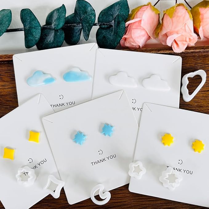 Xaekicr 6 PCS Sky Theme Polymer Clay Cutters Set – Cloud Moon Star Shapes Clay Cutters for Polymer Clay Molds, Jewelry DIY Clay Tools