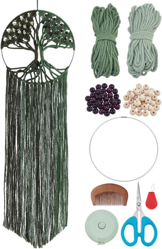 FREEBLOSS Tree of Life Macrame Kit for Beginners DIY Macrame Wall Hanging Tapestry Boho Home Decor for Living Room Bedroom