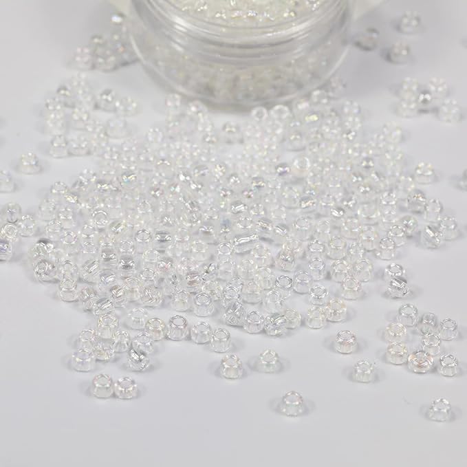 Bala&Fillic Raibow Clear 3mm Seed Beads About 3600pcs/100Grams in Bag, 8/0 Glass Craft Beads for Making Bracelet and Necklace (Raibow Clear)