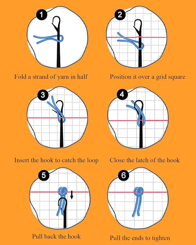 Manzapu Latch Hook Pillow Kits for Adults Beginner 17x17 inch - 43x43 cm Cute Small Shaggy Pillow Making Kits with Pre-Cut Yarn, Coded Canvas ＆ Crochet Hook Tool - Relaxing DIY Craft Gift
