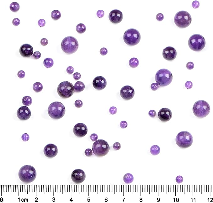 bymitel 140pcs natural crystal beads stone gemstone round energy healing loose beads with stretch cord for jewelry making bracelets anklets (amethyst, 8mm 140pcs)