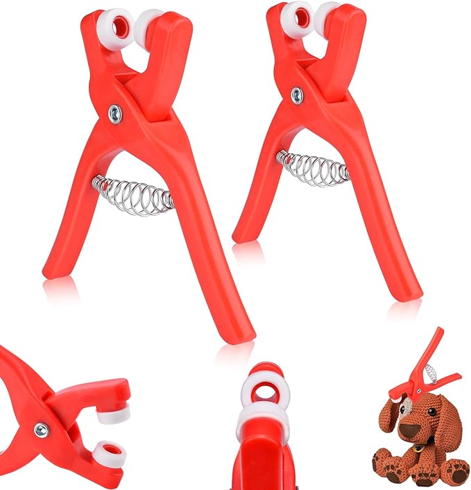 2Pcs Safety Eye Tools，Safety Eyes Snapper Tool with Hole for Amigurumi，Safety Eye Auxiliary Tool Fit Safety Eyes for Crocheting & 5-30mm Animal Eyes DIY Making（Red）