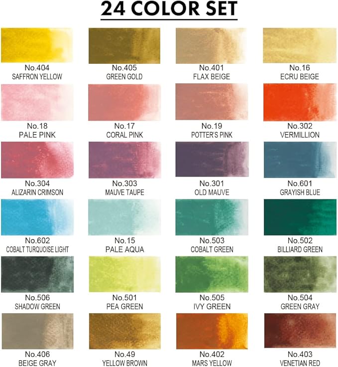 Kuretake Gansai Tambi Watercolor Pans - Set of 24, Art Nouveau