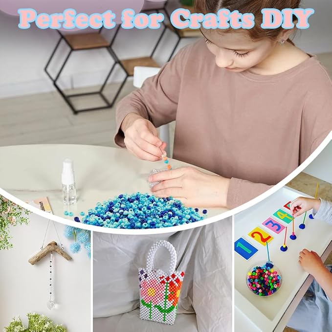 qpixvb blue beads,1100pcs pony beads,small cute circle bead for crafts bracelets,bulk plastic pony bead for jewelry making,necklace keychain charms making supplies