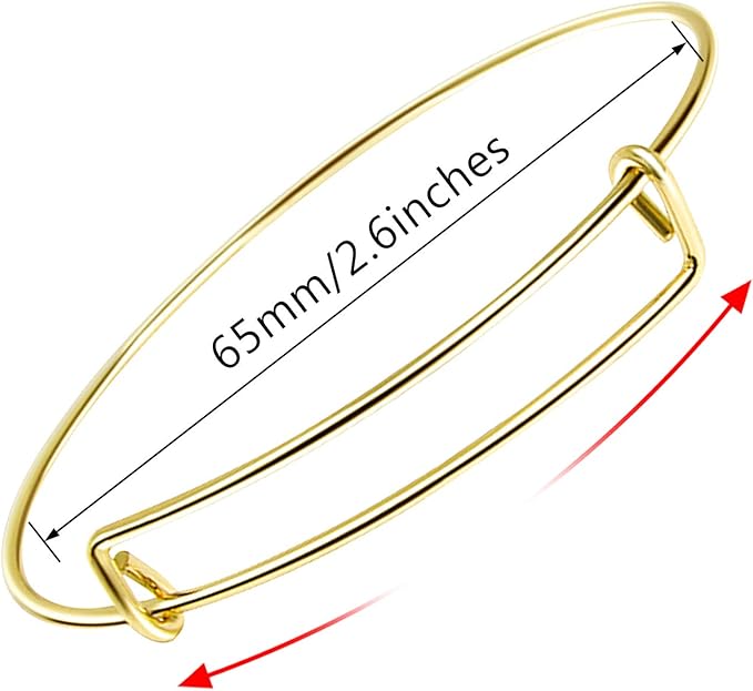 UPINS 60Pcs Gold Expandable Bangle Bracelets Adjustable Wire Blank Women Bracelets for DIY Jewelry Making