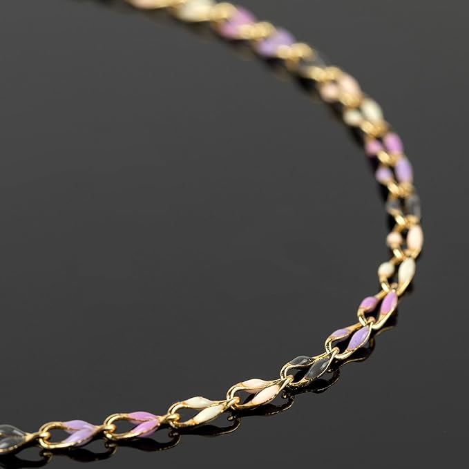 2 Yard Mixed Color Enamel Chains for Jewelry Making Gold Plated Brass Cable Link Chain Roll for Women Necklace Bracelet DIY Jewelry Supplies Findings