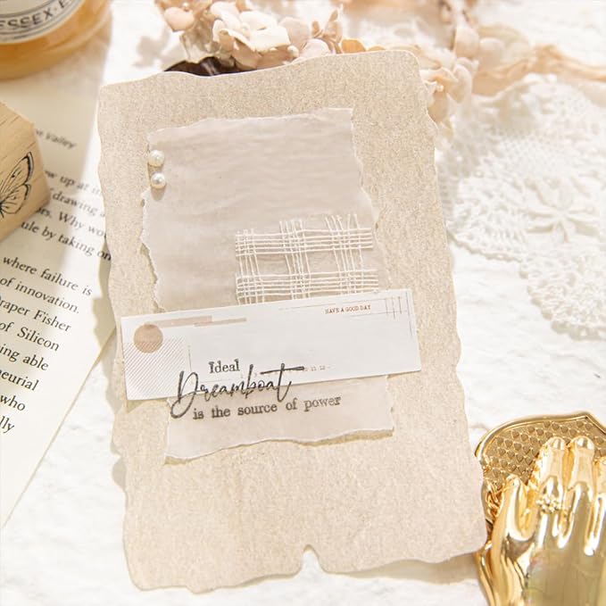 84 Sheets Small Textured Scrapbook Paper and 3D Embossed Collage Paper, Vintage Deckled Edge Paper Ephemera for Junk Journal Supplies, Mixed Media, Card Making, DIY Craft Art