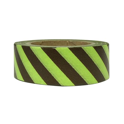 Wrapables Colorful Washi Masking Tape, Green and Brown Diagonal Stripes
