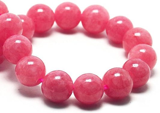 Natural Stone Gemstone Beads for Jewelry Making - Crystal Beads for Bracelets, Round Loose Beads(34-37pcs, 10mm Pink Jade)