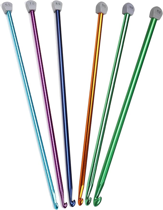 Aeelike 6 Size Extra Tunisian Long Crochet Hooks 6.5mm - 11.0 mm, Lightweight Aluminum Afghan 13.78 inches Long Crochet Needles for Crocheting Blankets Gloves Scarves Sweater Bags