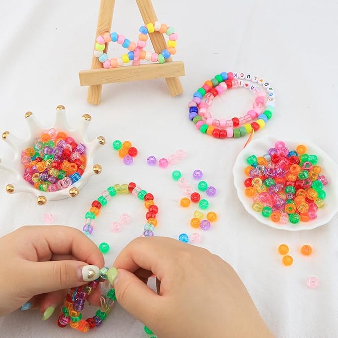 pony beads bulk 4000 pcs,beads for bracelets,hair beads,beads for jewelry making,bracelet beads,plastic beads,craft beads,beads for kids,hair beads for braids for girls(fine sparkle color)