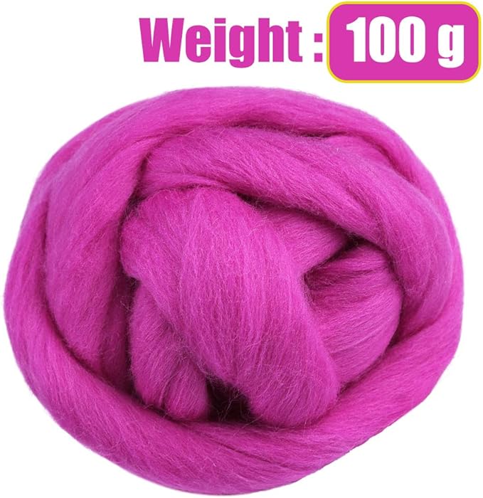3.53oz Wool Roving, Wool Felting Supplies, Pure Wool, Chunky Yarn, Spinning Wool Roving for Needle Felting Wet Felting DIY Hand Spinning (Light Purple)