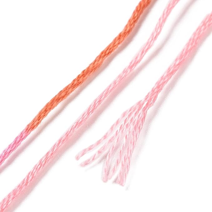 FASHEWELRY 10 Skeins Embroidery Floss Thread 0.5mm Dyed Cross Stitch Floss 6-Ply Friendship Bracelet String for Jewelry Making Bracelets Sewing Knitting Stitching Craft DIY (Pink Orange)