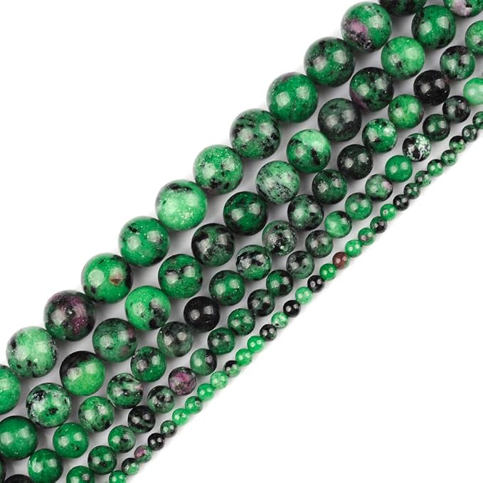 4mm Natural Ruby Emerald Gemstone Round Loose Beads Crystal Stone Bracelet Necklace Accessories Crafts for Jewelry Making DIY,1 Strand 15"