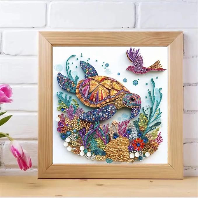 ZQEATRY Sea Turtle Diamond Painting Kits for Adults,5D Special Shape Diamond Art Kits for Adults Beginners,DIY Crystal Rhinestones Diamond Dots with Gem Art Kits,Home Wall Decor 12 X 12 inch