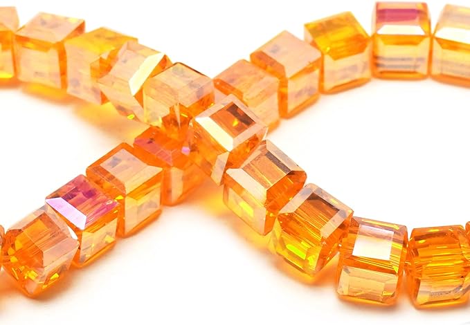 6mm Sparkle Cube Crystal Beads for Jewelry Making - Faceted Spacer Beads for Bracelets(94-100pcs, Gold Magenta)