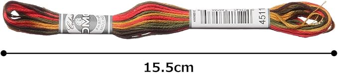 DMC 517-4511 Embroidery Floss Cotton 4511 Green/Red/Yellow, 8 Metres