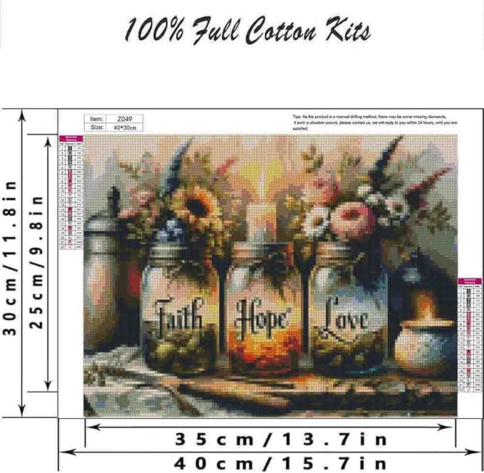 4 pack flower cross stitch kits for adults beginner,counted cross stitch kits printed stitching cute patterns dimensions needlepoint art crafts embroidery kits for adults beginners (15.7x11.8 inch)