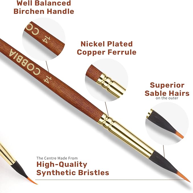 Art Paint Brush Kit, 10 Pieces Paint Brushes for Acrylic Painting with case, Nylon Hair Brushes for Oil, Watercolor, Gouache, Art Supplies