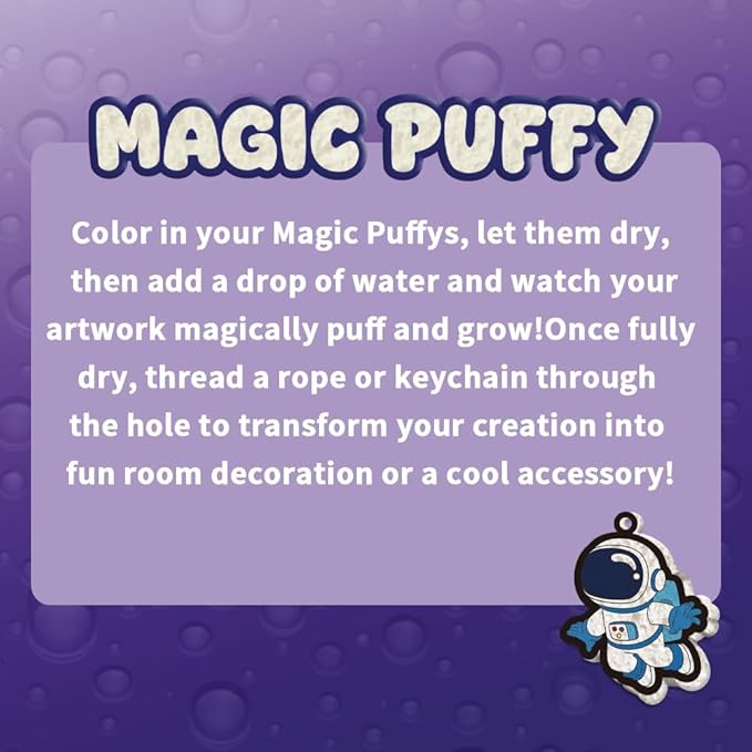 MZYTOZA Magic Foam Texture Painting Kit - 3D Art Craft Aqua Magic Puffs Paint Kit, 15 Mess-Free Paint by Number Craft for Kids (Space and Planets)