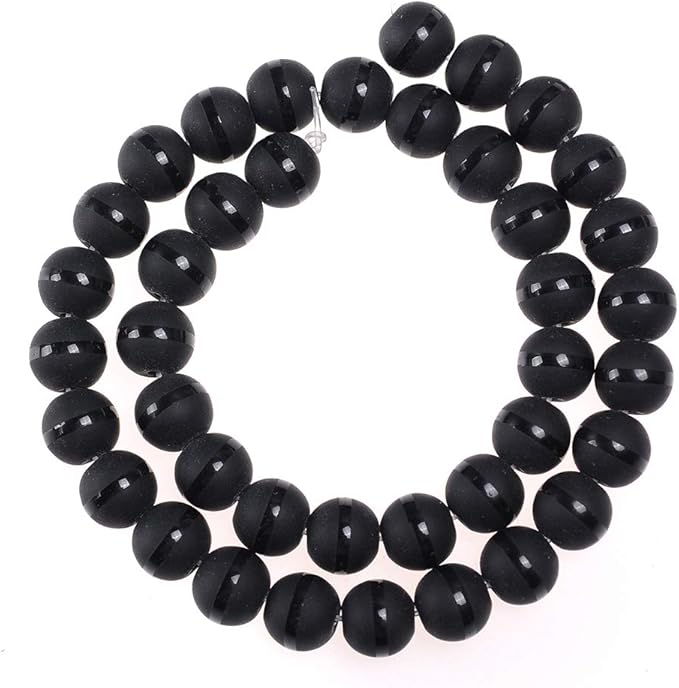 6mm Natural Agate Line Gemstone Round Loose Beads Crystal Stone Bracelet Necklace Accessories Crafts for Jewelry Making DIY,1 Strand 15"
