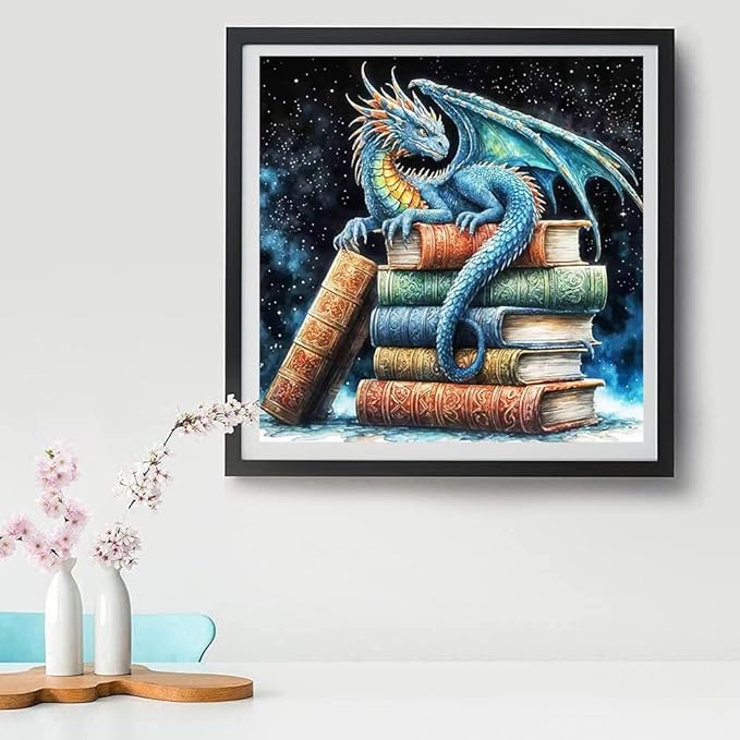 Dragon Book Cross Stitch Kits for Adults - Embroidery Kits for Beginners Adults,11 CT Patterns Dimensions Counted Cross Stitch Kits for Adults Arts Craft 13.8x13.8 inch