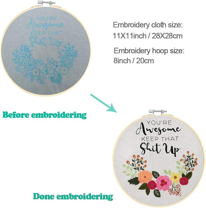 Cooliya Mothers Day Gifts for Mom from Daughter Son - Embroidery Kit for Beginners - Embroidery Starter Kit Craft Kit Cross Stitch Kit - Birthday Gift for Women, Best Friend, Daughter, Mom, Coworker
