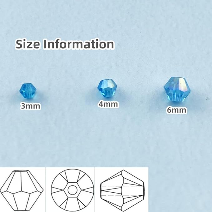 200pcs Bicone Crystal Beads 6mm Crystal Glass Faceted Beads for Necklace Bracelet Earrings DIY Jewelry Crafts Making Supplies(Deep Lake Blue AB)