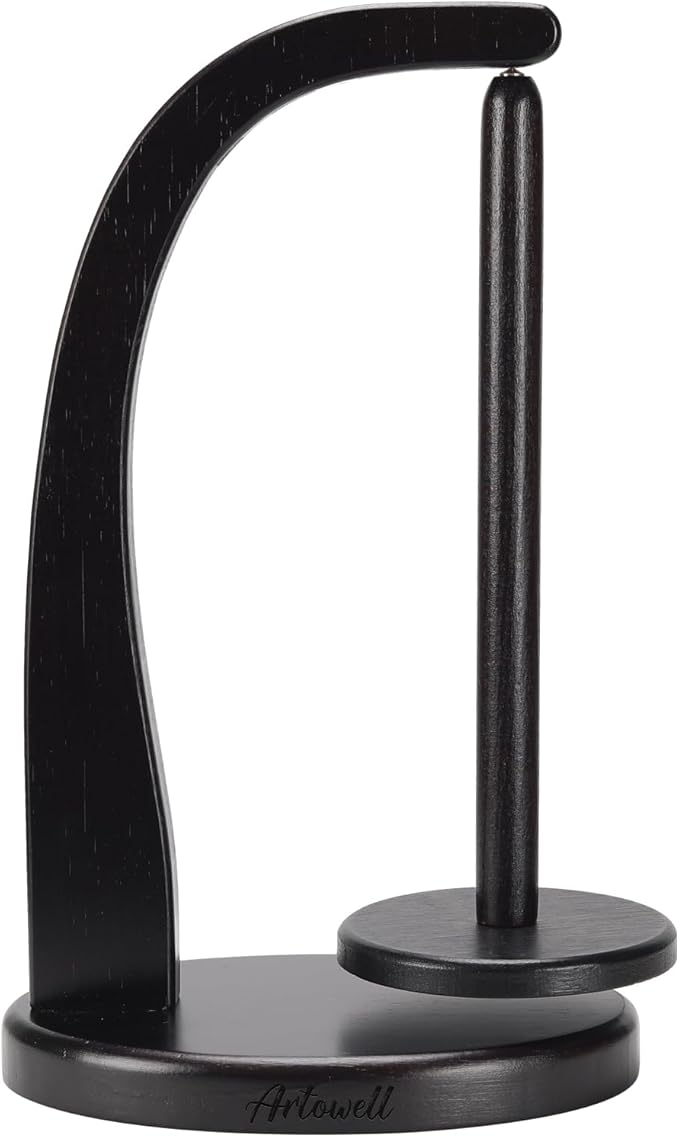 Model Magnetic Pendulum Wooden Yarn Holder for Crocheting, Yarn Storage Organizer, Delightful Surprise Gift for Knitting Lovers by ARTOWELL (Ebony-Colored, Enlarged Size)